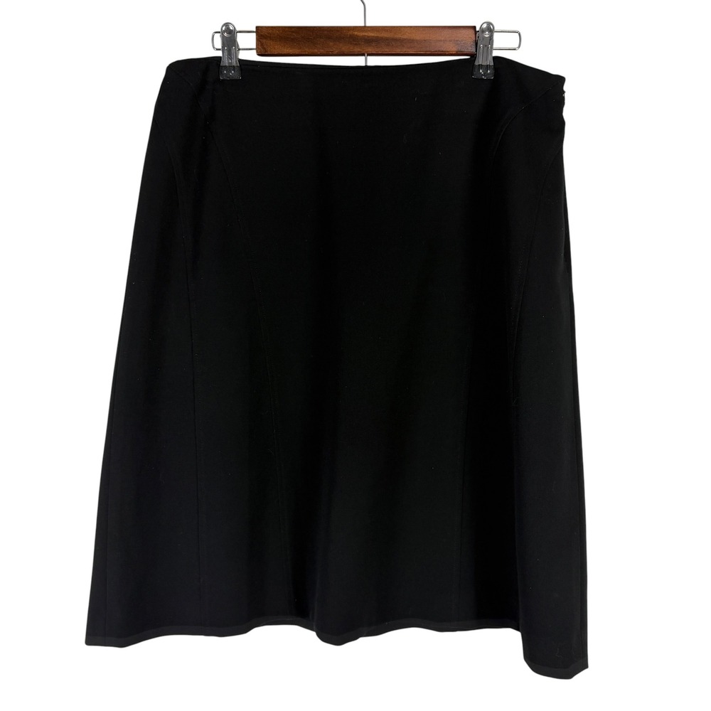 Oscar de la Renta Women's 12 Black A-Line Knee Length Skirt Side Zip Career